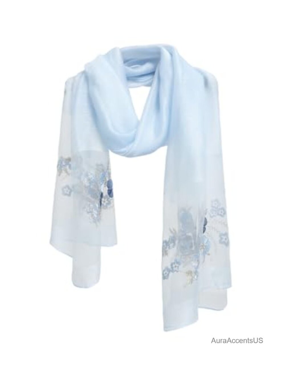Silk Blend Embroidered Floral Shawl Wrap Scarf for Evening Wear
